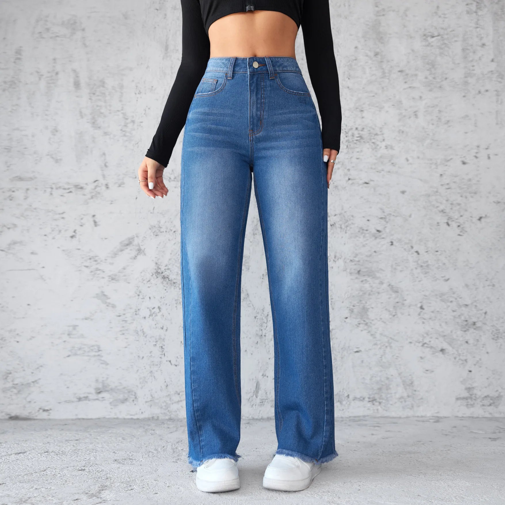 Bella Wide Leg Cotton Denim Pants