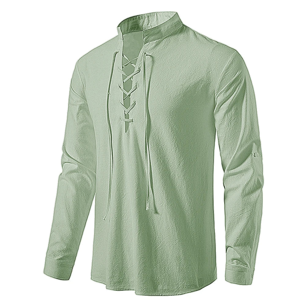 Steven Windsor Cotton Lace-Up Shirt