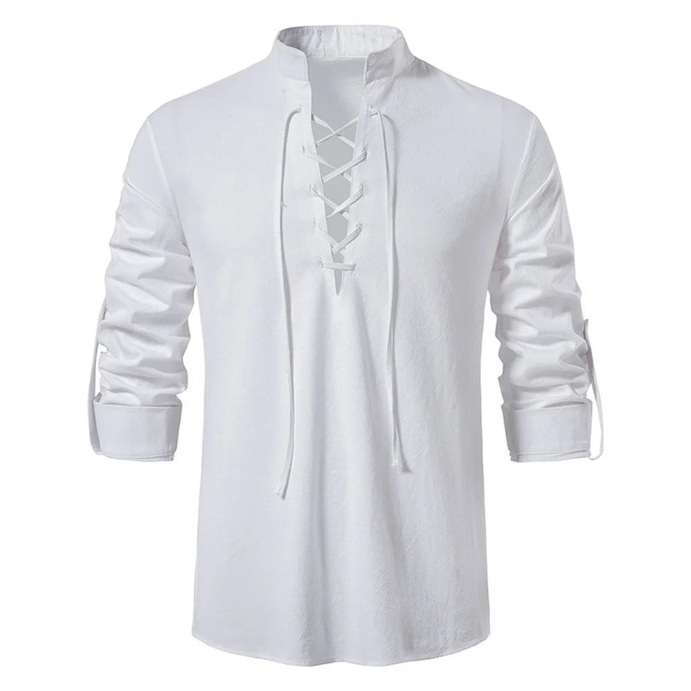 Steven Windsor Cotton Lace-Up Shirt