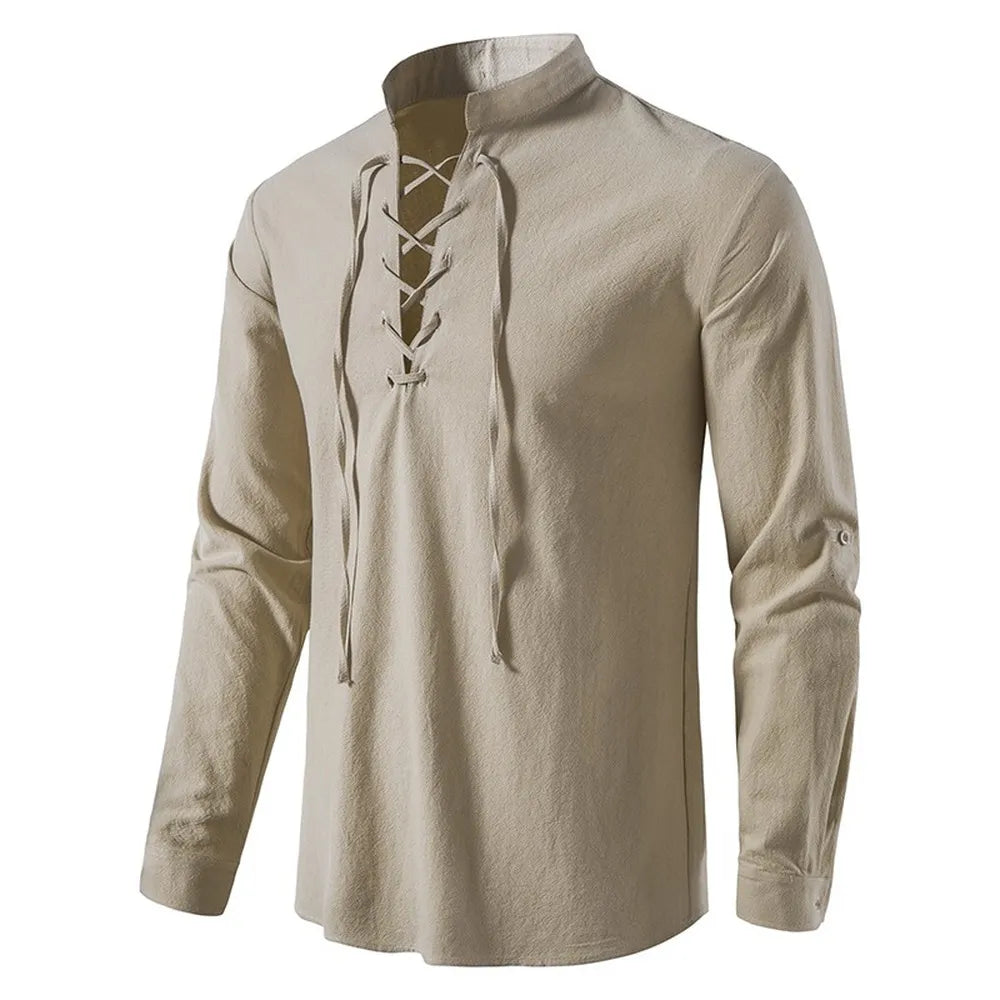 Steven Windsor Cotton Lace-Up Shirt